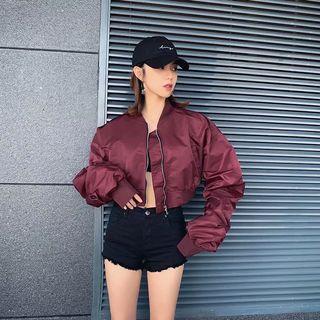 Cropped Loose-fit Baseball Jacket