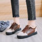 Two-tone Panel Fleece-lined Lace-up Shoes