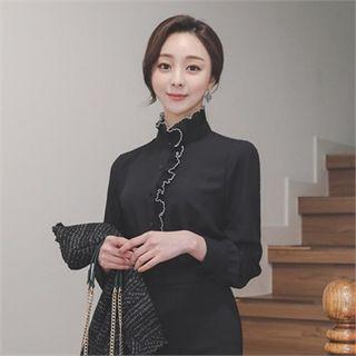 Piped Frill-trim Blouse