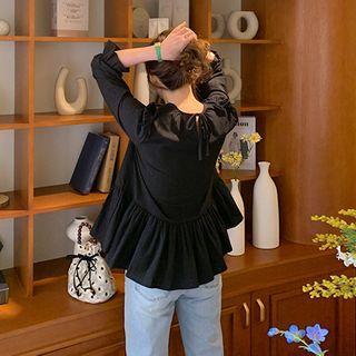 Tie-back Ruffle-hem Blouse