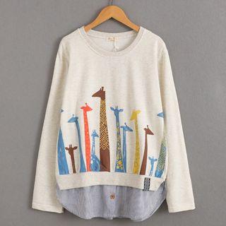 Panel Print Long-sleeve Top