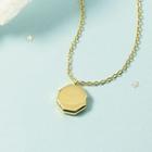 Octagon Pendant Necklace 1 Pc - Gold - One Size