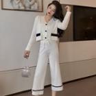 Set: Cropped Cardigan + Cropped Wide-leg Pants