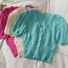 Slim-fit Open-knit Cropped Cardigan