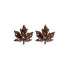 Rhinestone Maple Leaf Stud Earring 1 Pair - Black - One Size