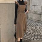 Mock-neck Long-sleeve T-shirt / Ruffle Midi Jumper Dress