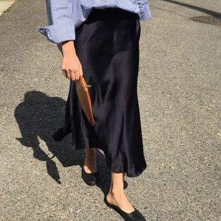 Silky Midi A-line Skirt