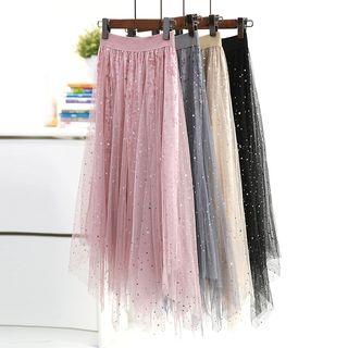 Star Sequined Velvet Skirt