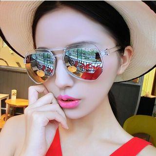 Double-bridge Geometric Mirrored Sunglasses