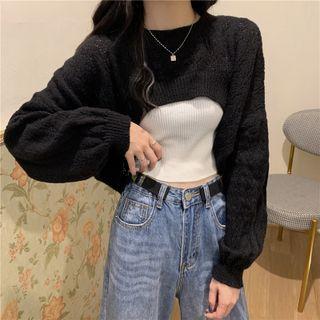 Plain Perforated Loose Fit Knit Shrug