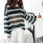 Bell Long Sleeve Striped Sheer Sweater