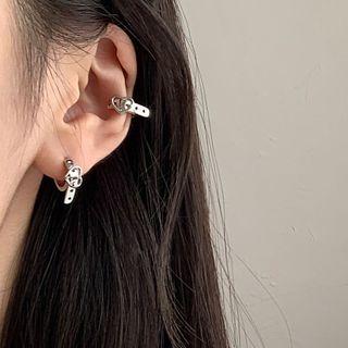 Heart Buckle Hoop Earring Eh0788 - 1 Pair - Silver - One Size