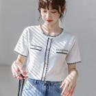 Short-sleeve Contrast Stitching Knit Top