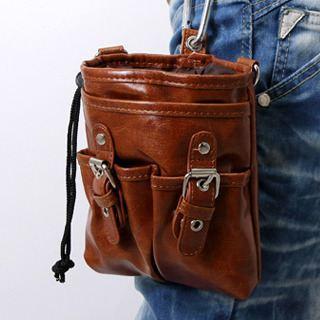Faux-leather Mini Bag With Cross Strap Camel - One Size