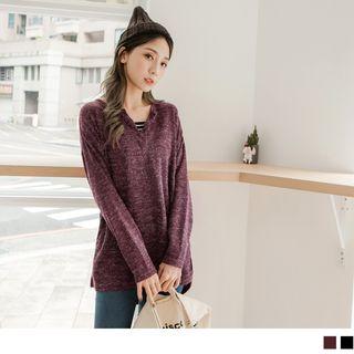 Striped Panel Furry Top