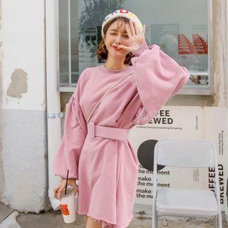 Puff-sleeve Pullover Dress With Belt