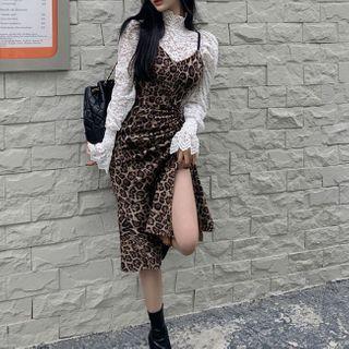 Lace Top / Spaghetti Strap Leopard Print Dress / Tube Top
