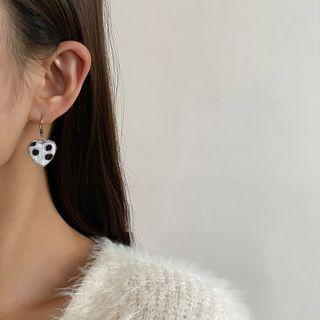Dotted Heart Drop Earring 1 Pair - Black & White - One Size