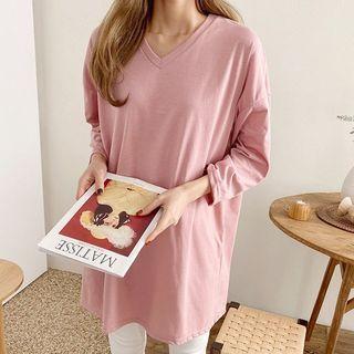 V-neck Pastel Long T-shirt