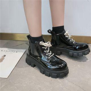 Patent Platform Ankle Boots