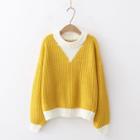 Color Block Sweater Yellow - One Size