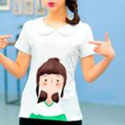 Peter Pan Collar Short-sleeve Printed T-shirt