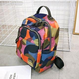 Nylon Color Block Backpack As Shown In Figure - One Size