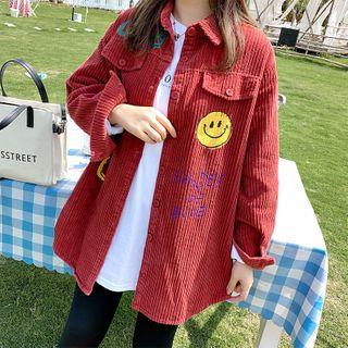 Long-sleeve Smiley Face Print Long Shirt