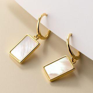 Rectangle Shell Sterling Silver Dangle Earring