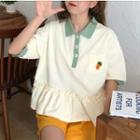 Ruffle Short-sleeve Polo Shirt Almond - One Size
