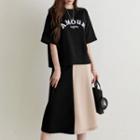 Set: Letter T-shirt + Two-tone Midi Skirt