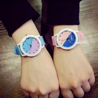 Color Block Silicone Strap Watch