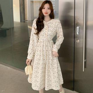 Crewneck Floral A-line Dress