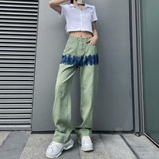 Tie-dyed High Waist Wide Leg Jeans