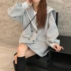 Lantern-sleeve Sailor-collar Jacket Gray - One Size