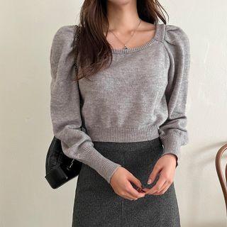 Square-neck Crop Sweater