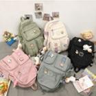 Cartoon Embroidered Multi-section Backpack