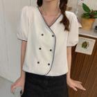 Short-sleeve Double Breast Blouse