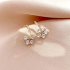 Rhinestone Flower Earring 1 Pair - Gold & Transparent - One Size