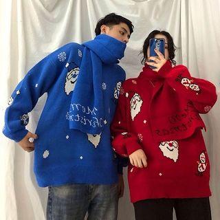 Couple Matching Santa Pattern Sweater / Scarf