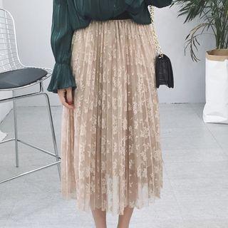 Accordion Pleat Lace Skirt