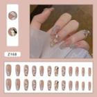 Bow Faux Nail Tips Z168 - Silver & Pink - One Size