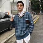 Loose-fit Plaid Knit Sweater