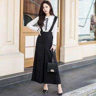 Slit-side Wide-leg Suspender Pants