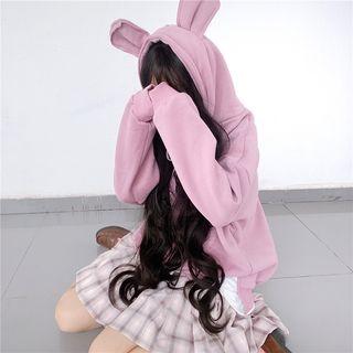 Mock Two-piece Hoodie / Plaid Pleated Skirt
