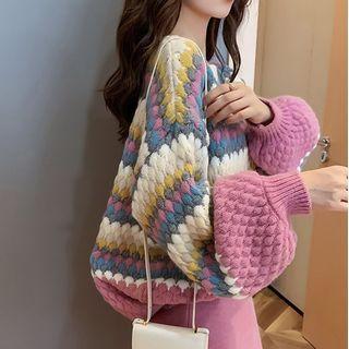 Set: Color Panel Sweater + Midi Straight-fit Skirt