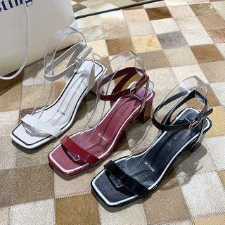Plain Ankle Strap Chunky Heel Sandals