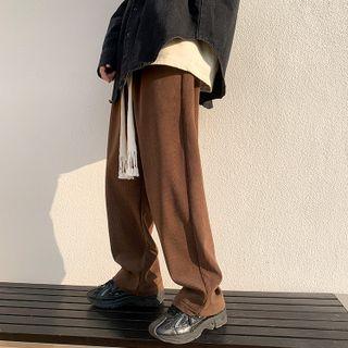 Plain Fleece-lined Straight Leg Pants