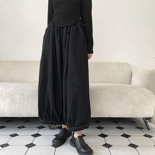 High-waist Plain Baggy Jeans Black - One Size