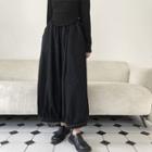 High-waist Plain Baggy Jeans Black - One Size
